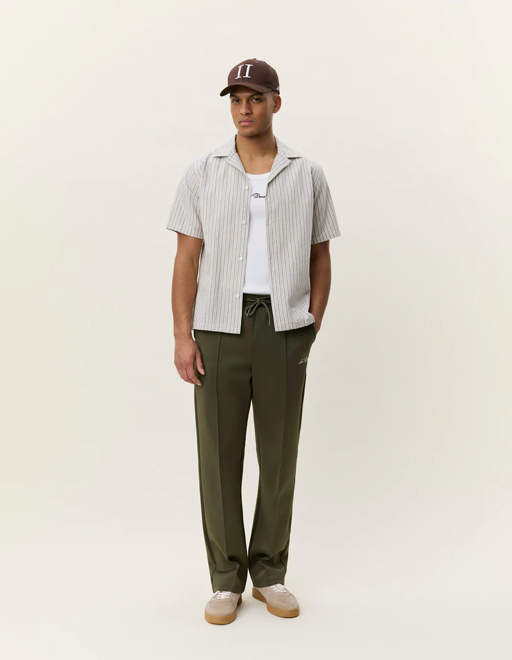 Stripe Cotton-Linen SS Shirt - Dark Sand