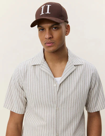 Stripe Cotton-Linen SS Shirt - Dark Sand