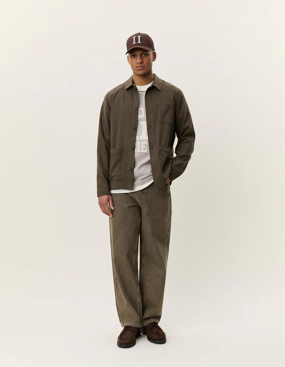 Herringbone Overshirt - Olive Night