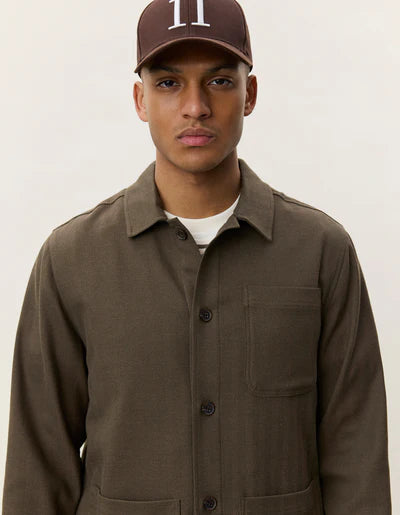 Herringbone Overshirt - Olive Night