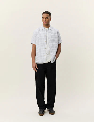 Check Seersucker SS Shirt - Light Ivory