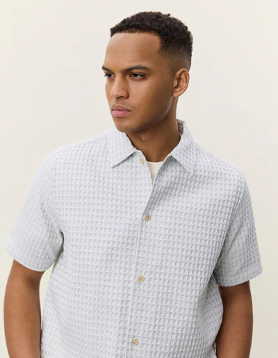 Check Seersucker SS Shirt - Light Ivory