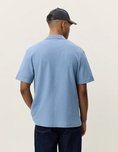 Pointelle SS Shirt - Faded Denim Blue