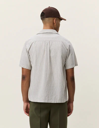 Stripe Cotton-Linen SS Shirt - Dark Sand