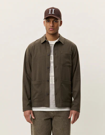 Herringbone Overshirt - Olive Night