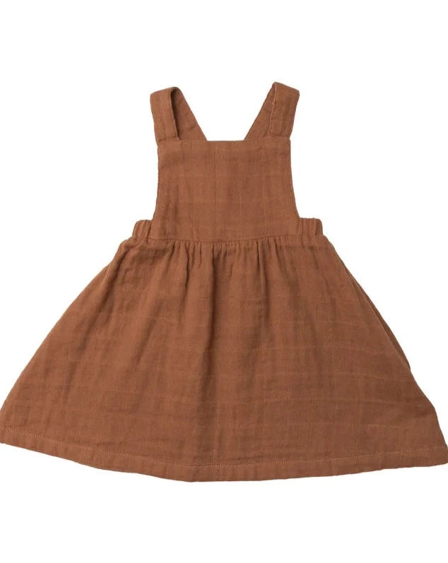 Amber Brown Pinafore Dress - Rust