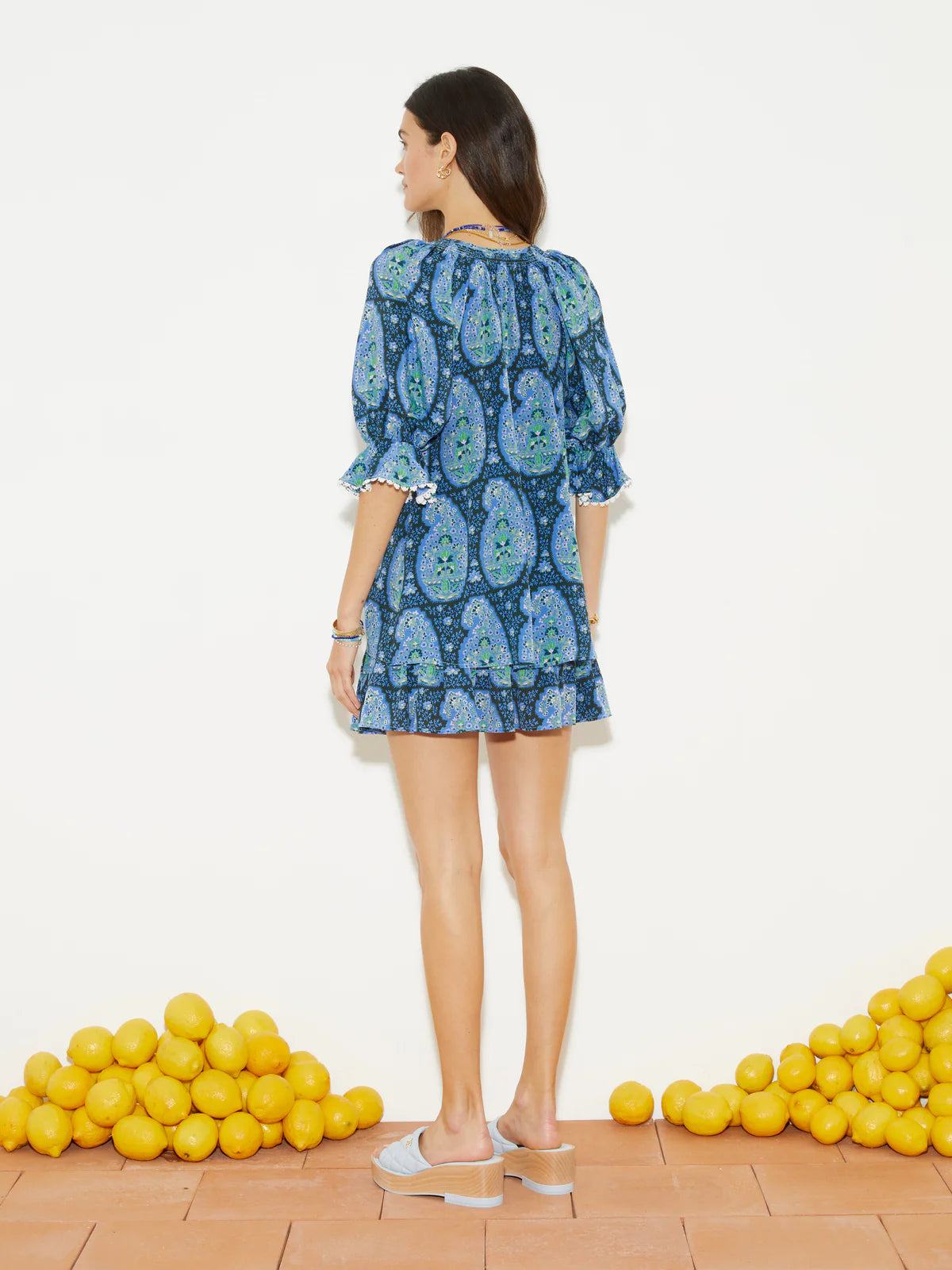 Onda Short Sleeve Blouse - Blue Paisley