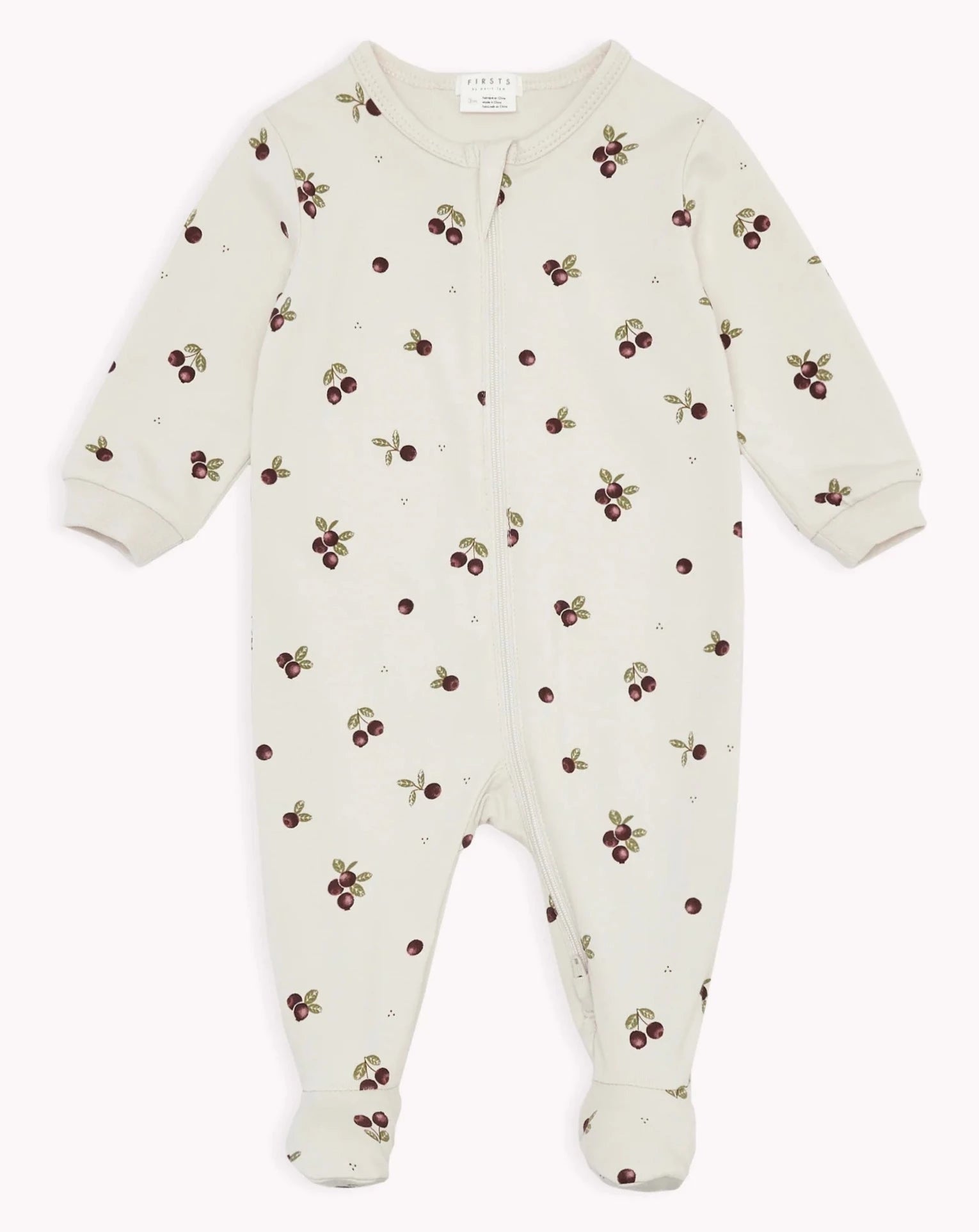 Cranberry Print on Creme Footed Sleeper