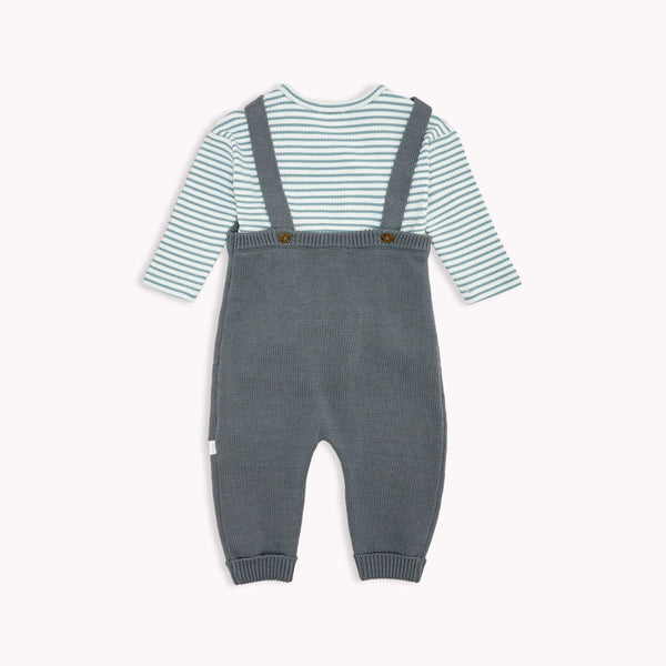 Cadet Grey Sweater Knit Overall Set