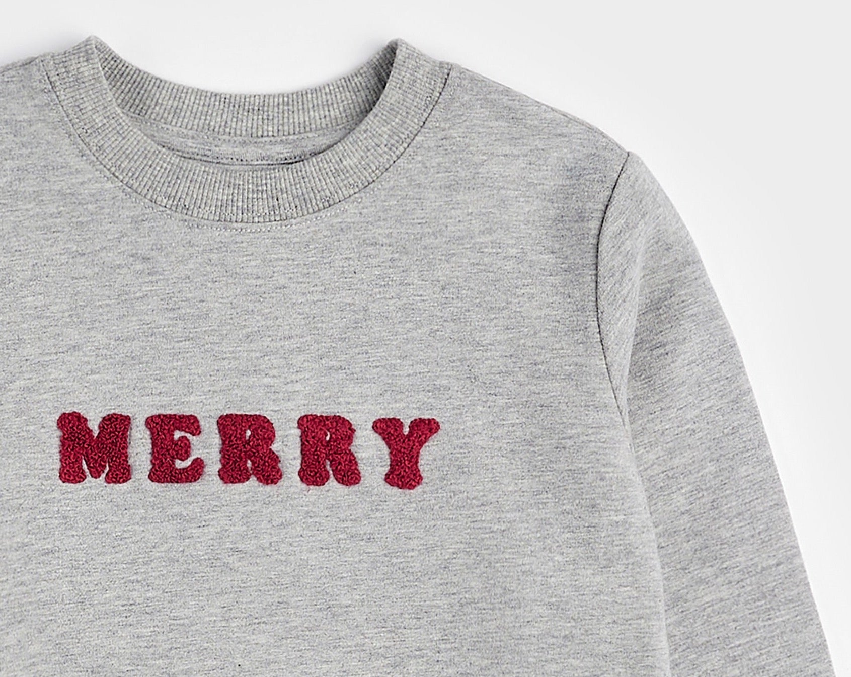 Merry in Heather Grey Fleece Sweatshirt