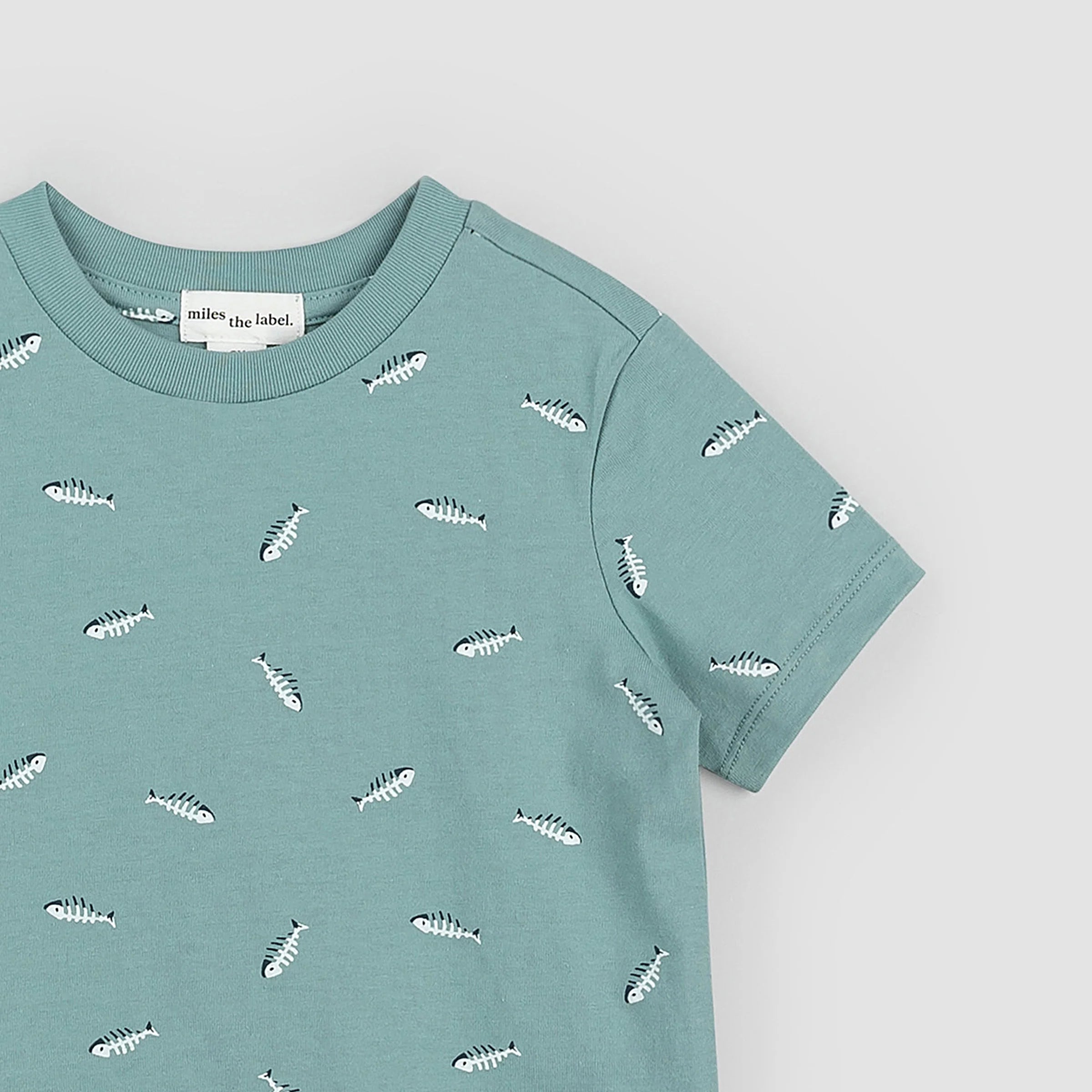 Fishbone Print on Seafoam T-Shirt