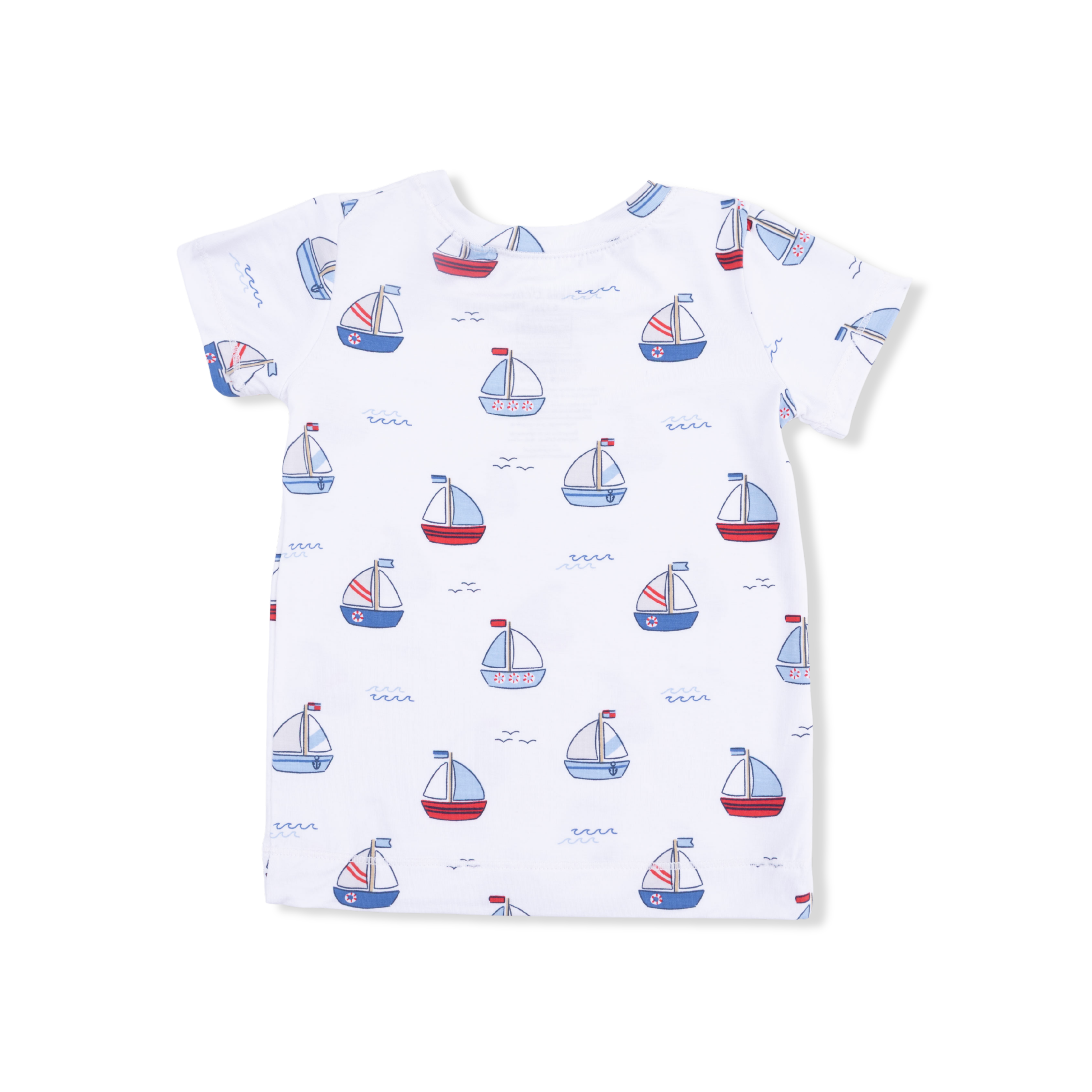 Short Sleeve Loungewear Set - Bubbly Sailboats Blue