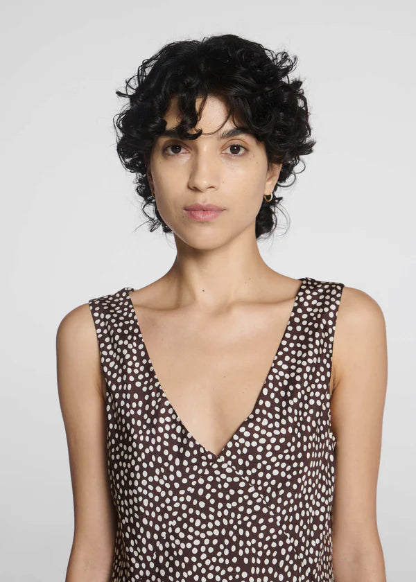The Provence Dress - Pebble Brown Brown / Ecru