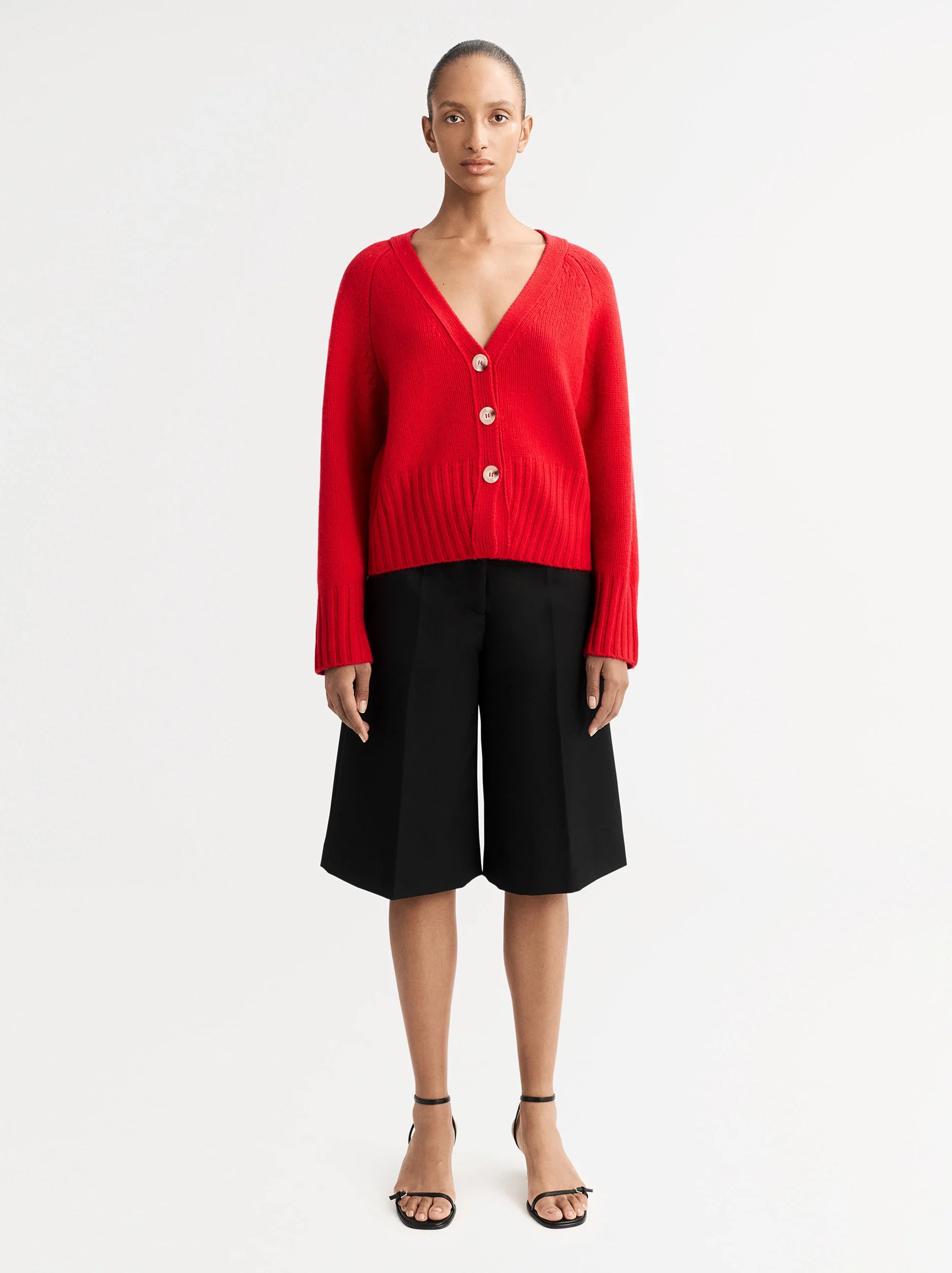 V-neck Cardigan - Rouge