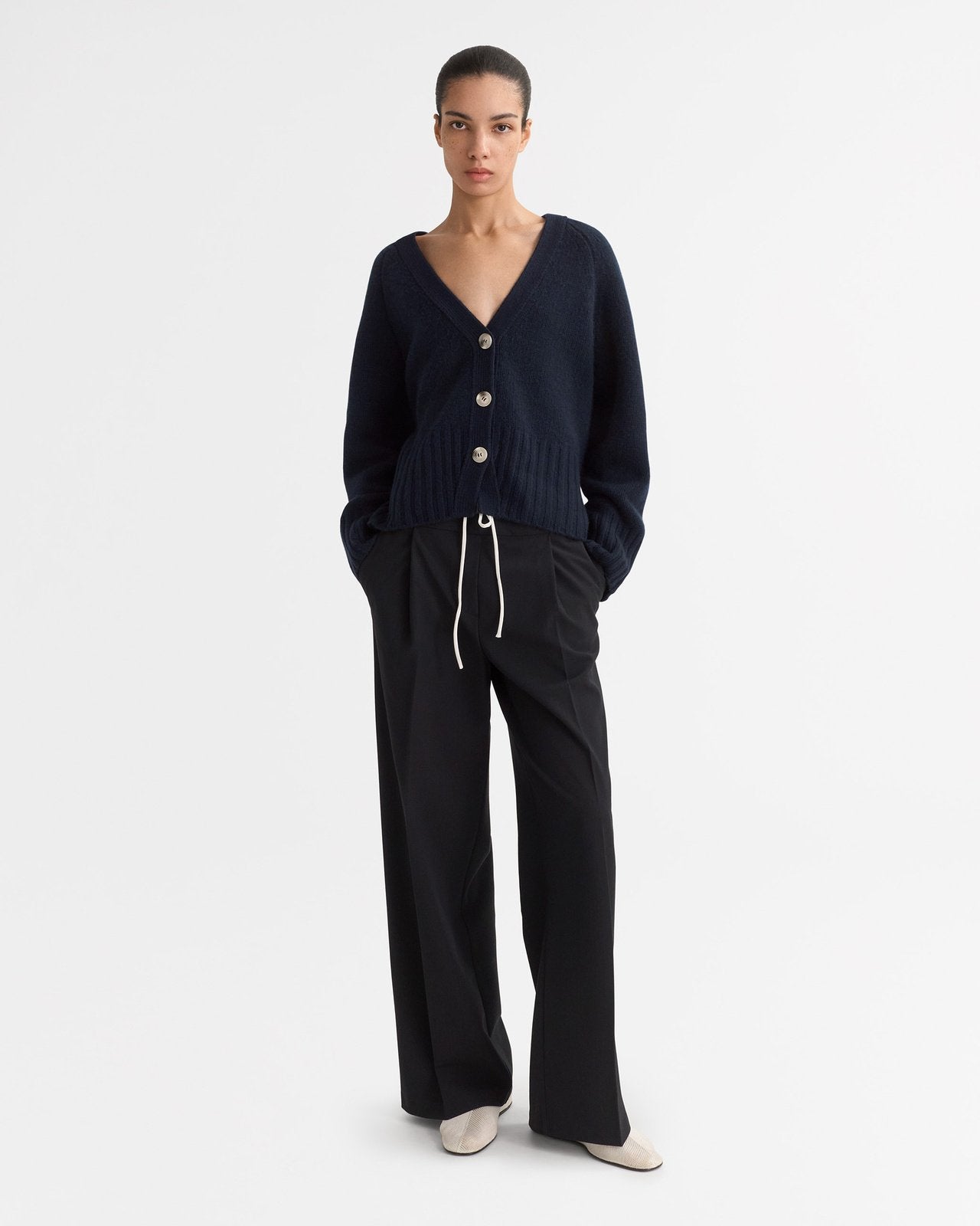 V-neck Cardigan - Navy