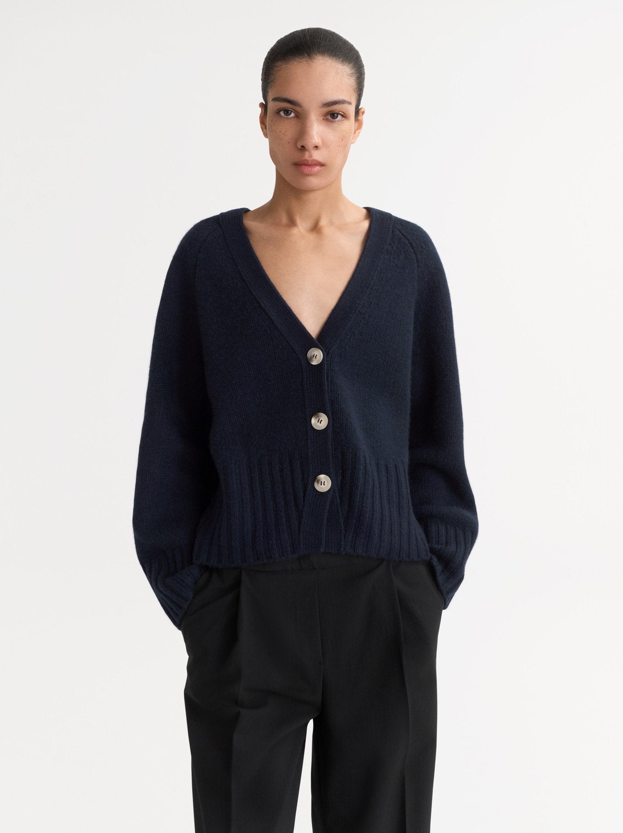 V-neck Cardigan - Navy