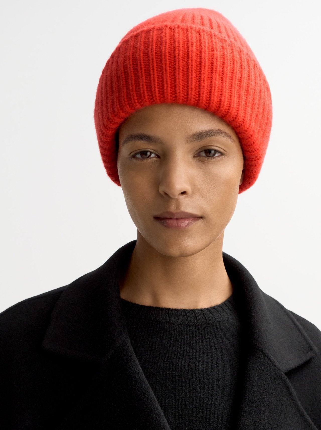 Ribbed Beanie - Tangerine