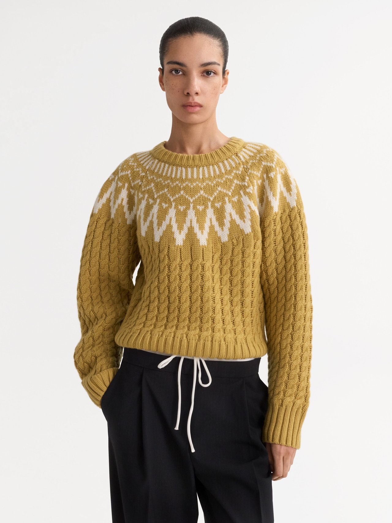 Fair Isle Cable Knit - Light Honey