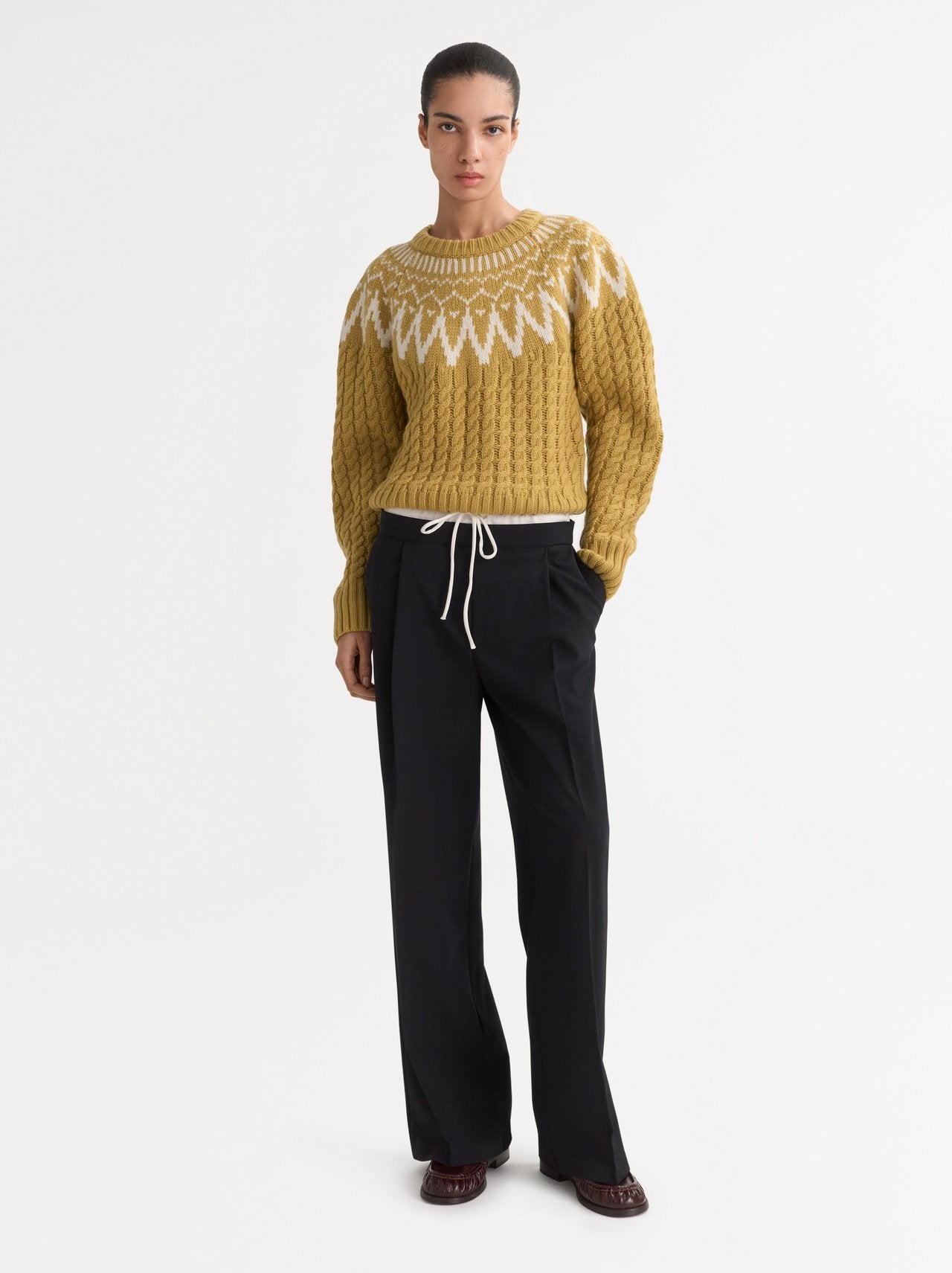 Fair Isle Cable Knit - Light Honey