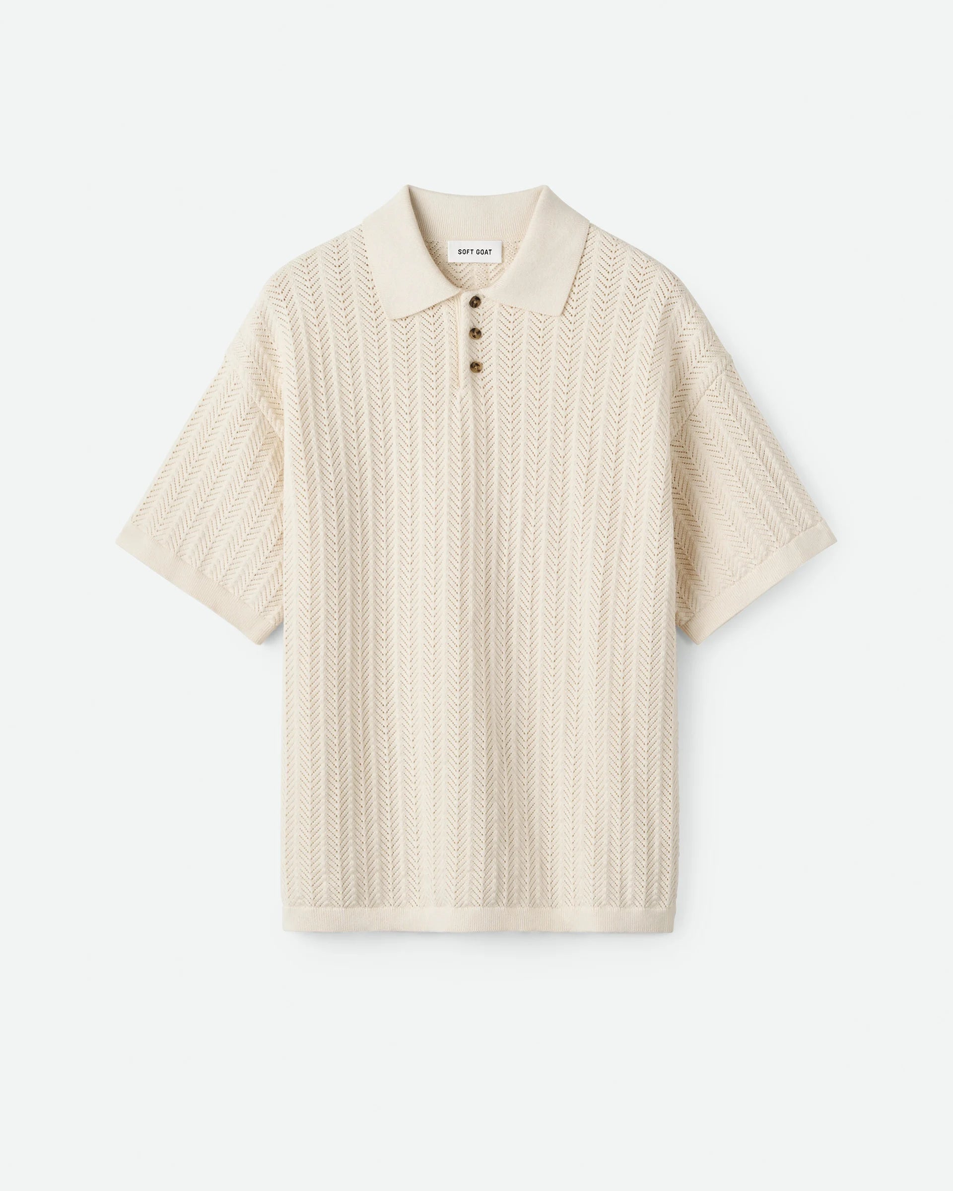 Men's Crochet Pique - Feather White