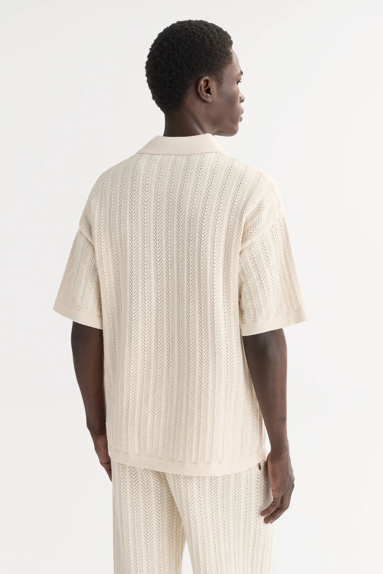 Men's Crochet Pique - Feather White