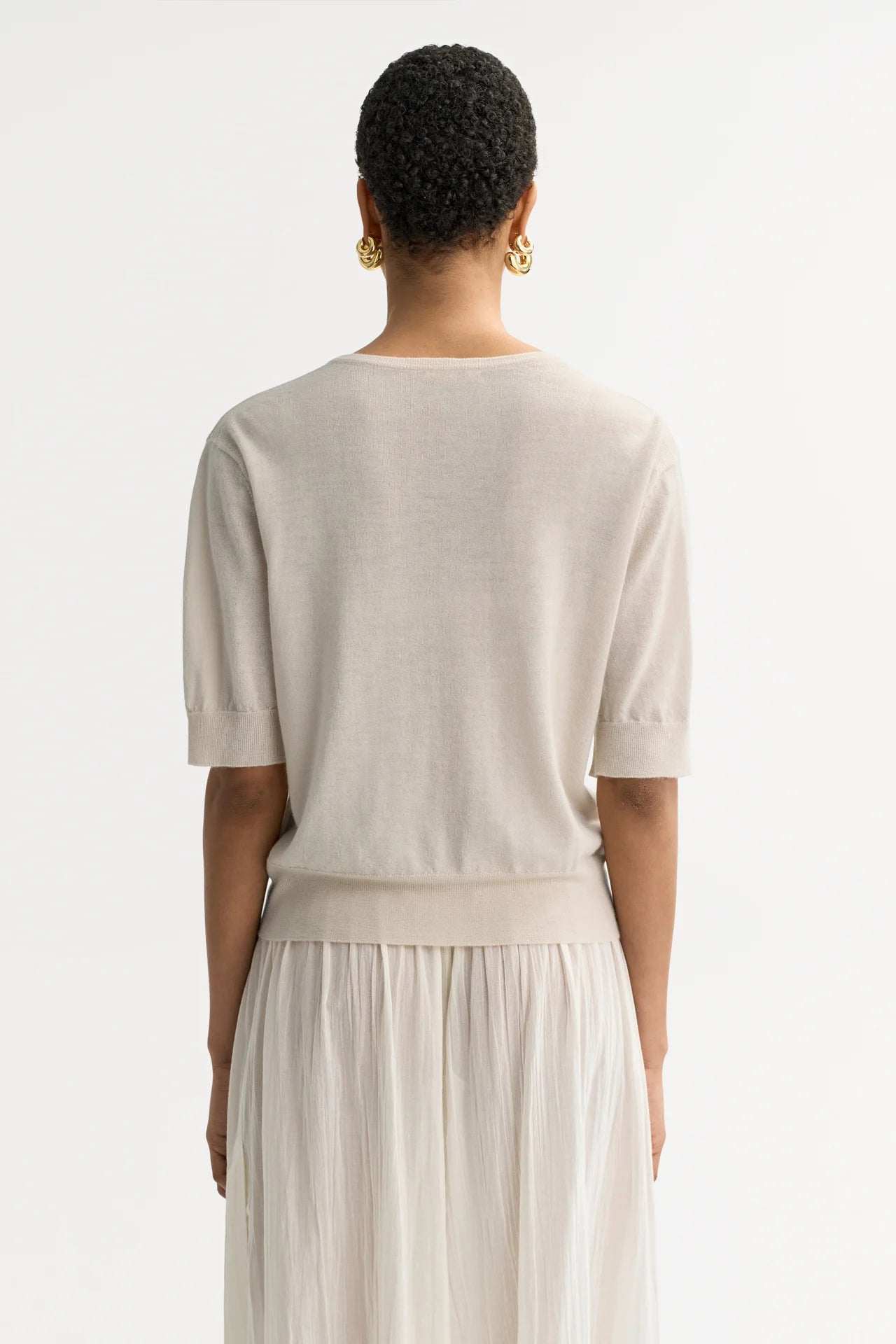 Featherlight V-neck - Chalk