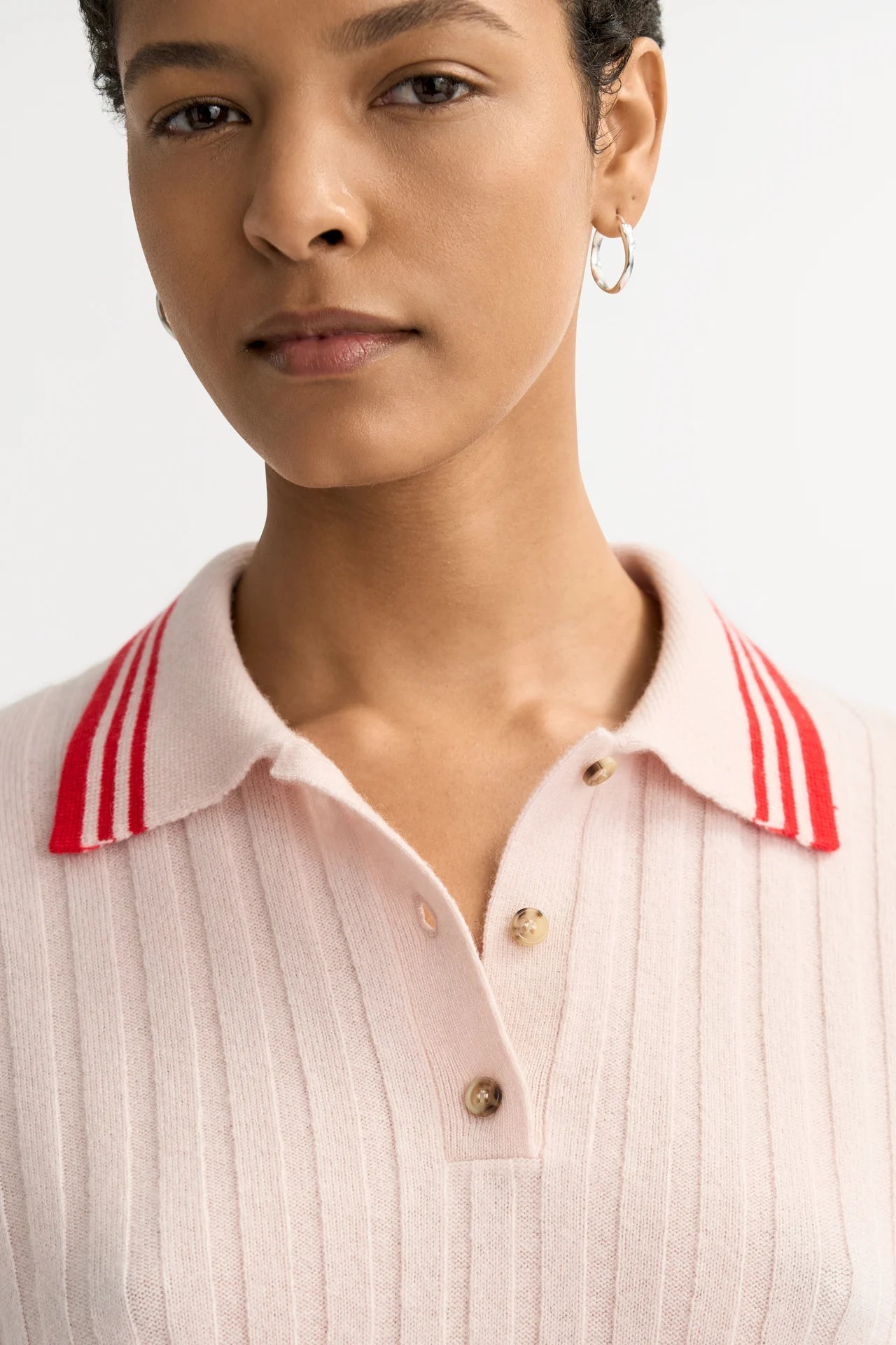 Striped Pique - Powder