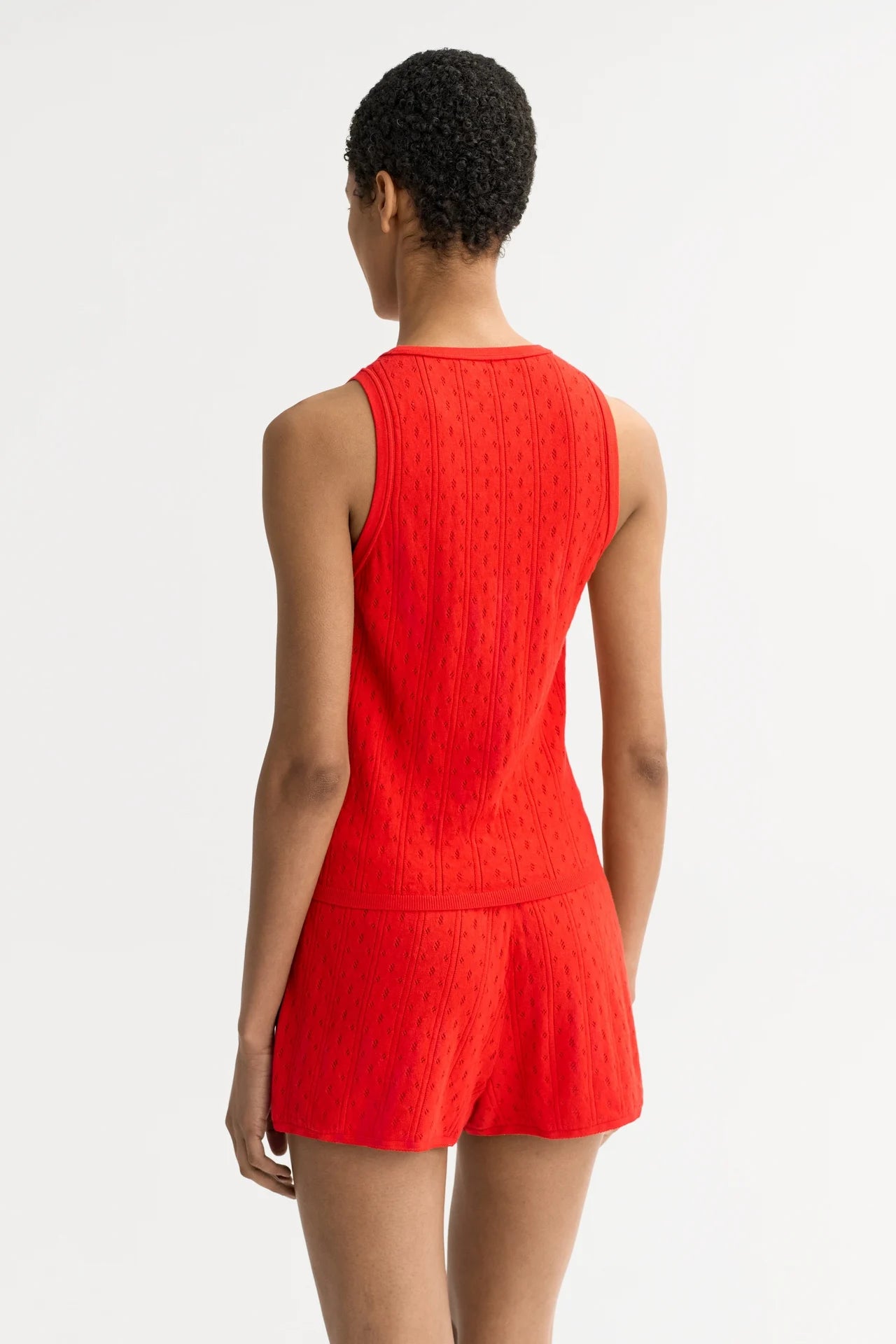 Pointelle Singlet - Tomato