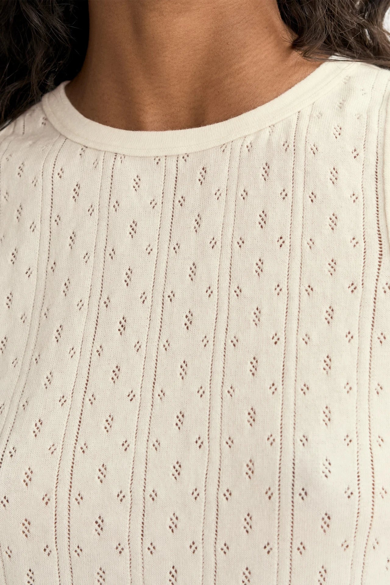 Pointelle Singlet - Feather White