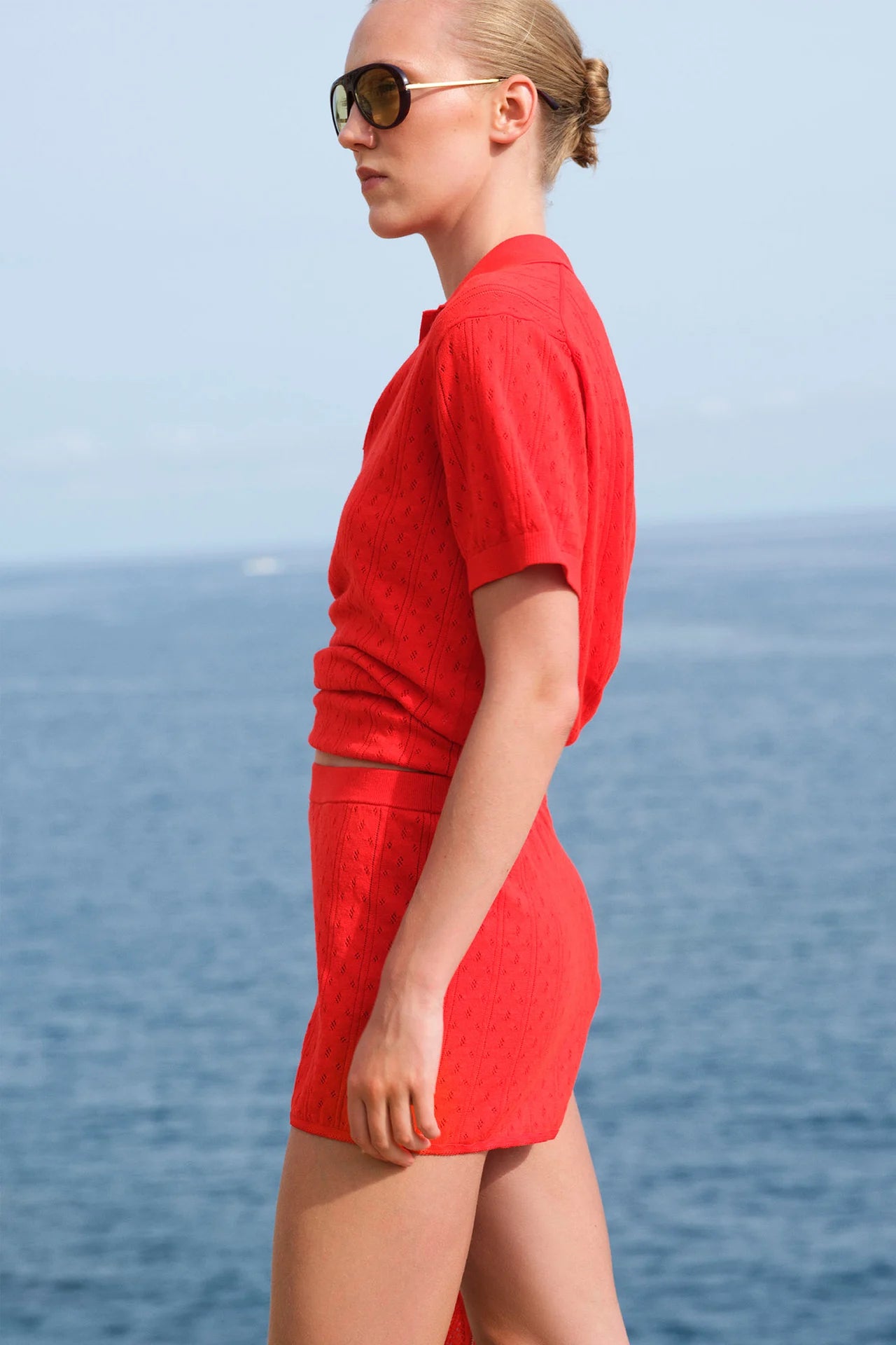 Pointelle Pique - Tomato