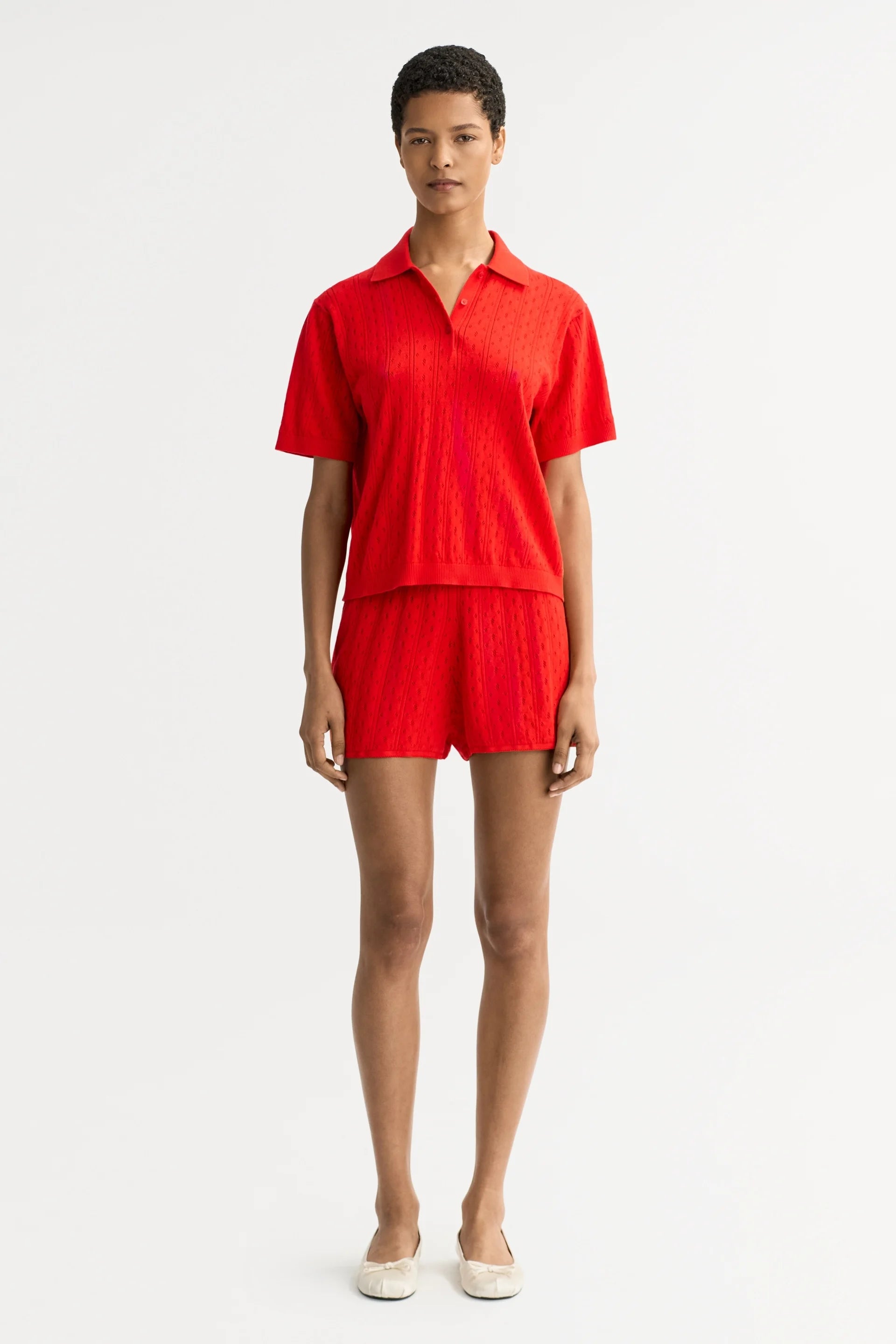 Pointelle Pique - Tomato