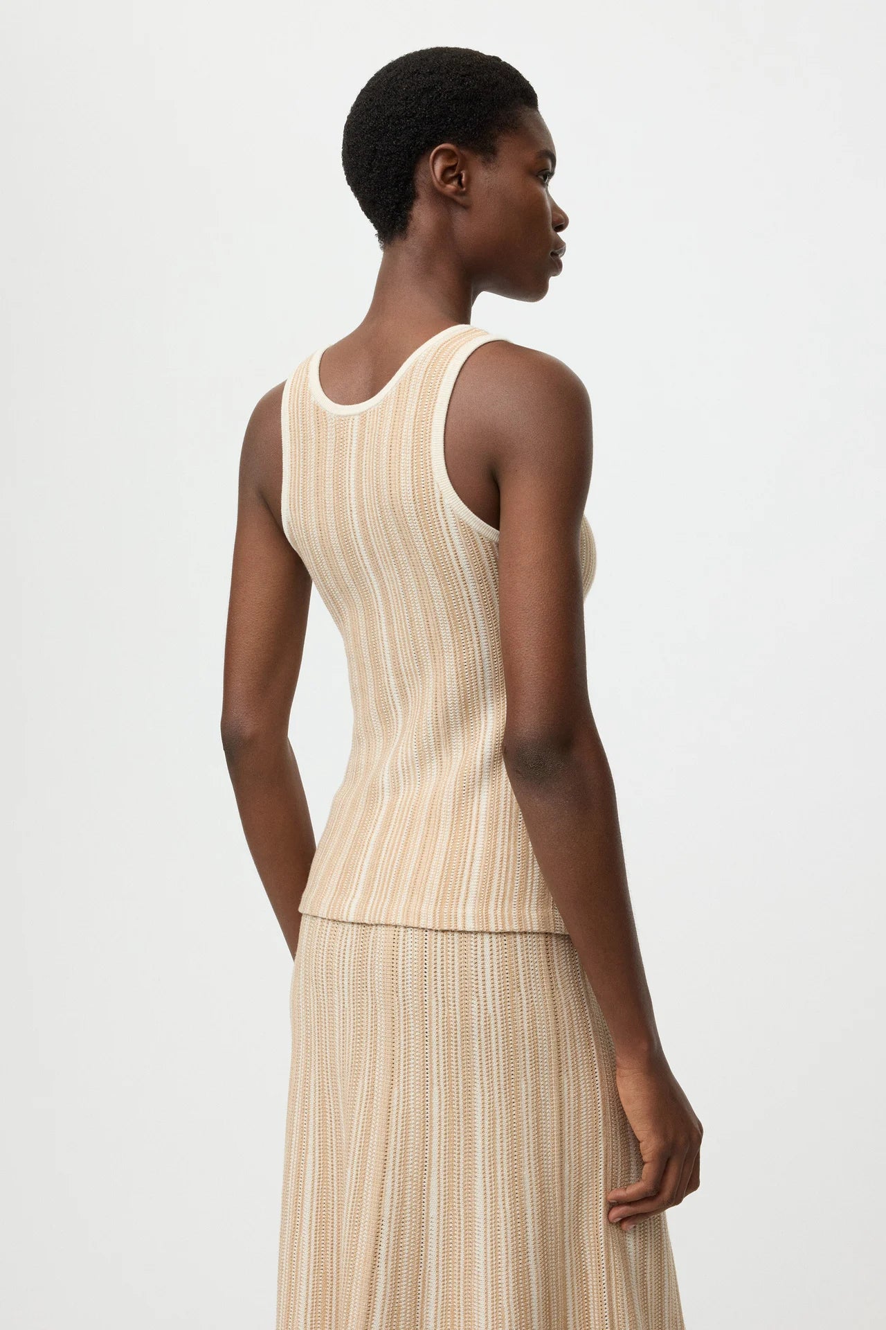 Textured Striped Singlet - Camel