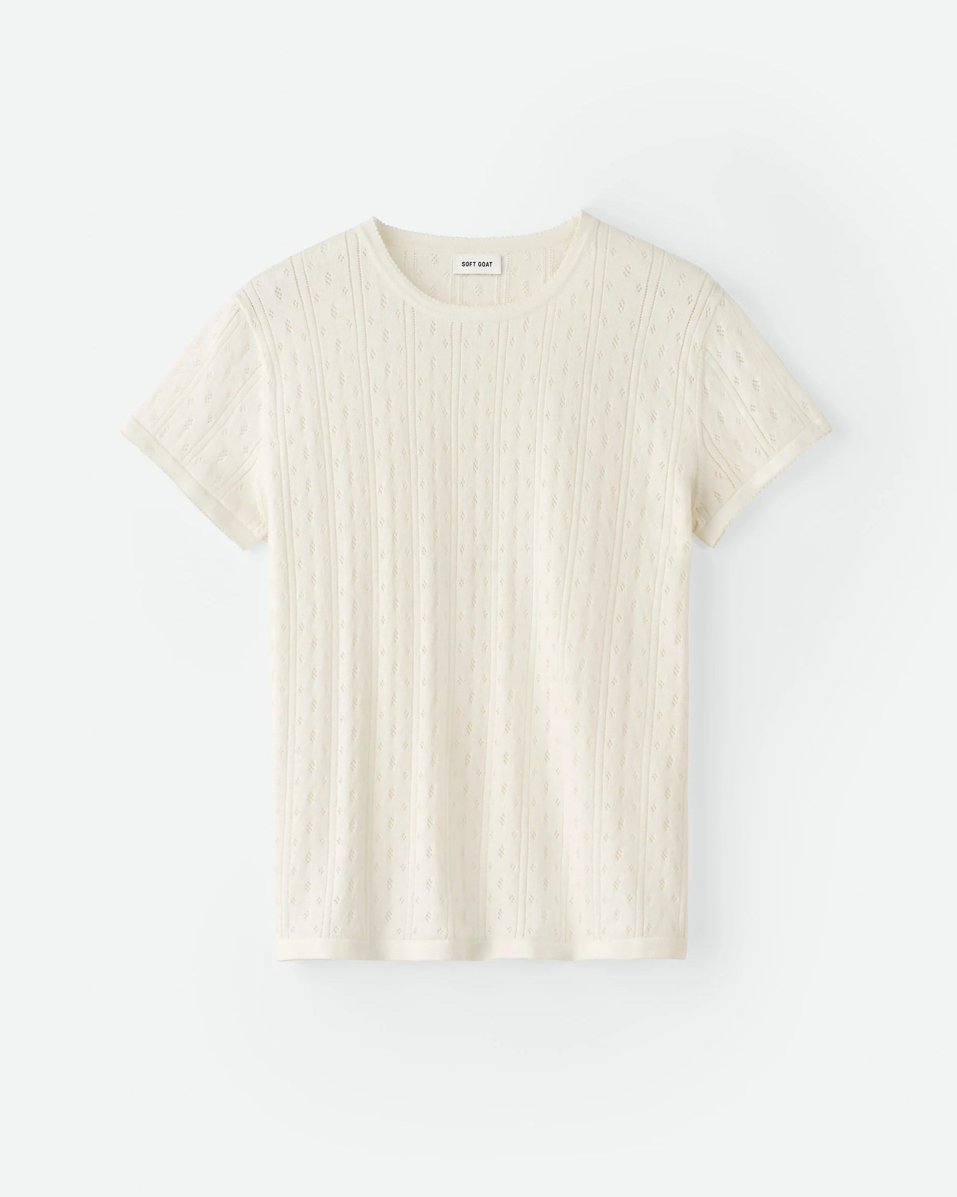 Pointelle Tee - Feather White