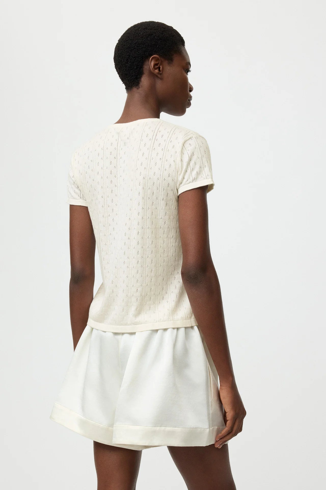 Pointelle Tee - Feather White