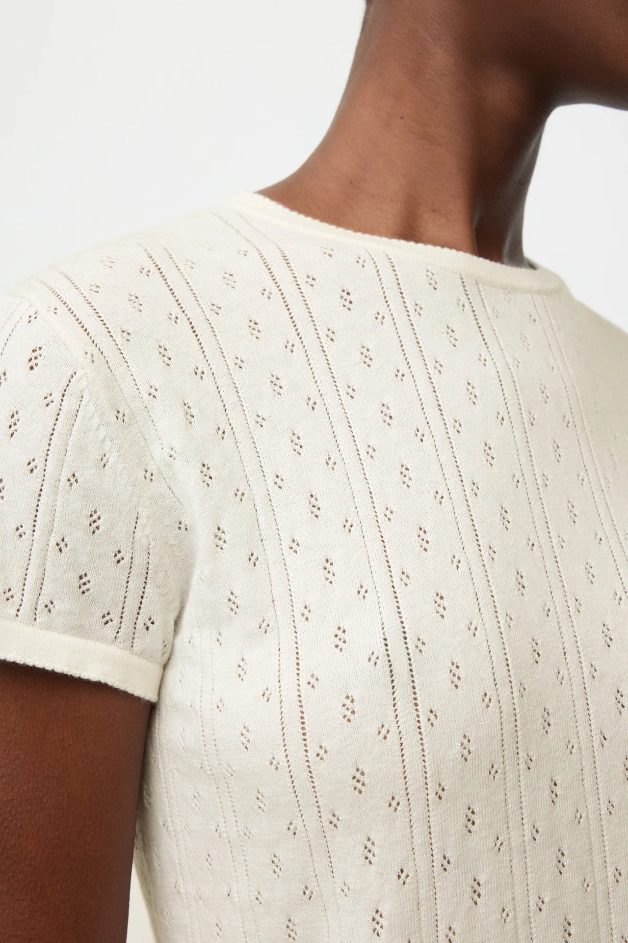 Pointelle Tee - Feather White