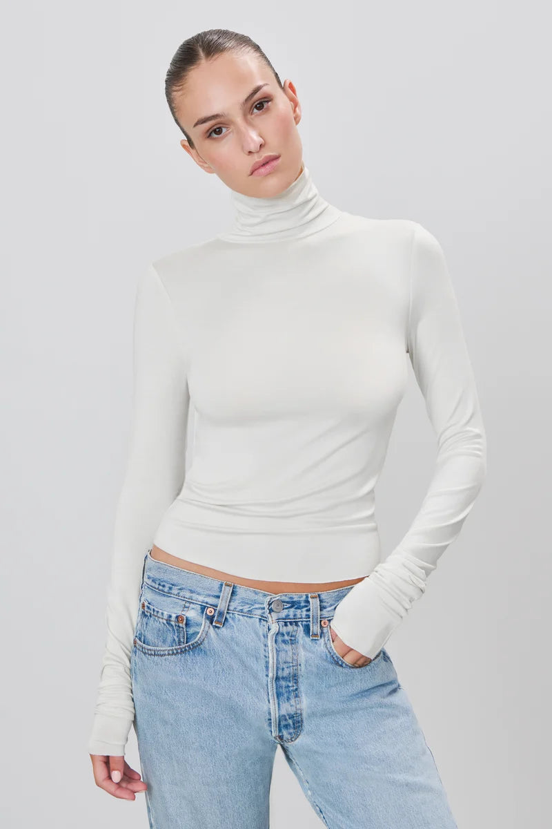 Fitted Turtleneck Top - Ivory