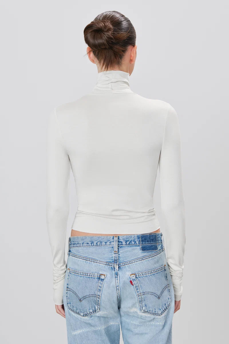 Fitted Turtleneck Top - Ivory