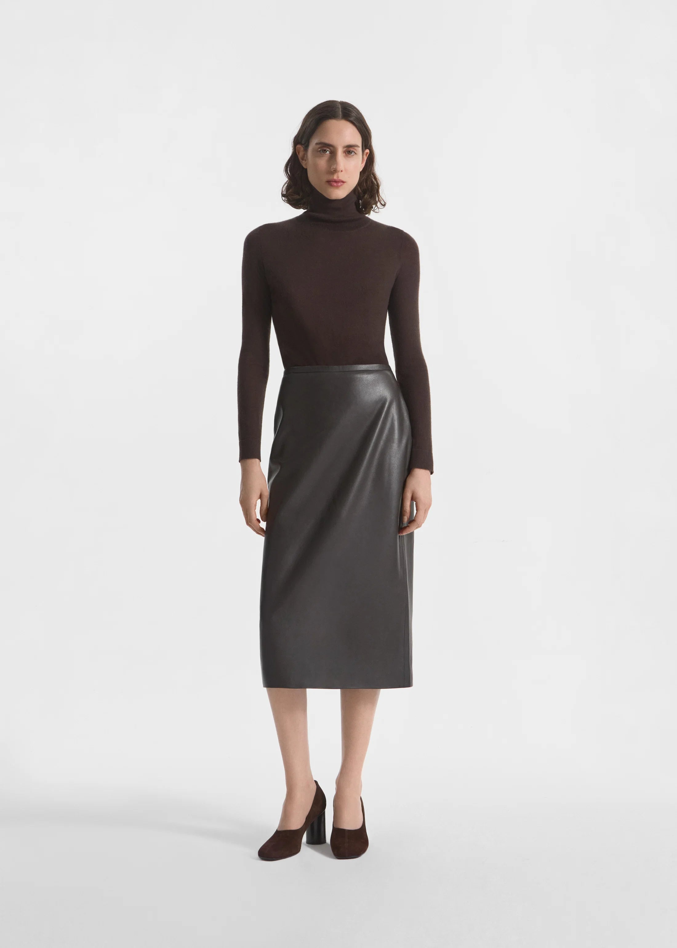 Midi Pencil Skirt - Chocolate