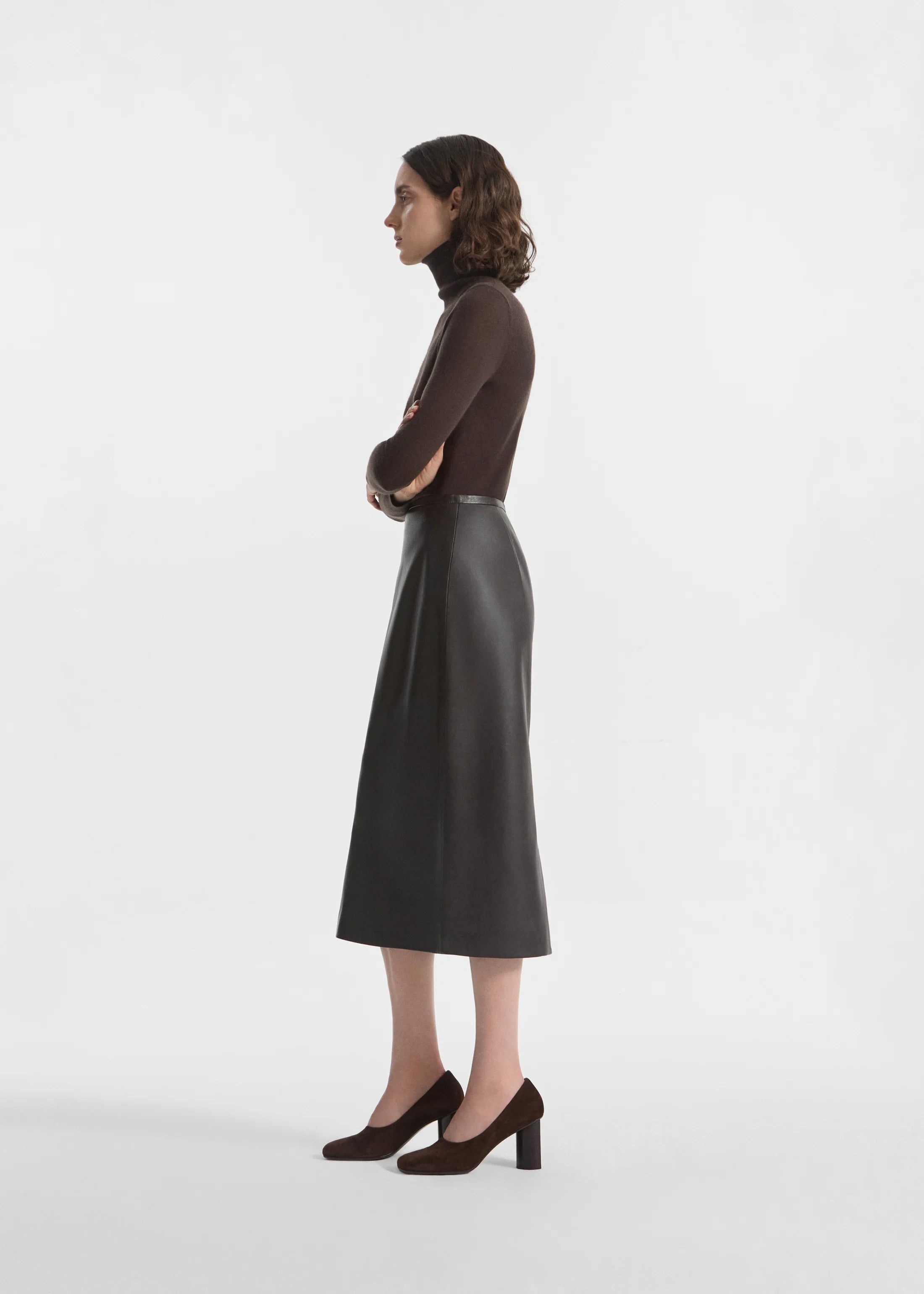 Midi Pencil Skirt - Chocolate