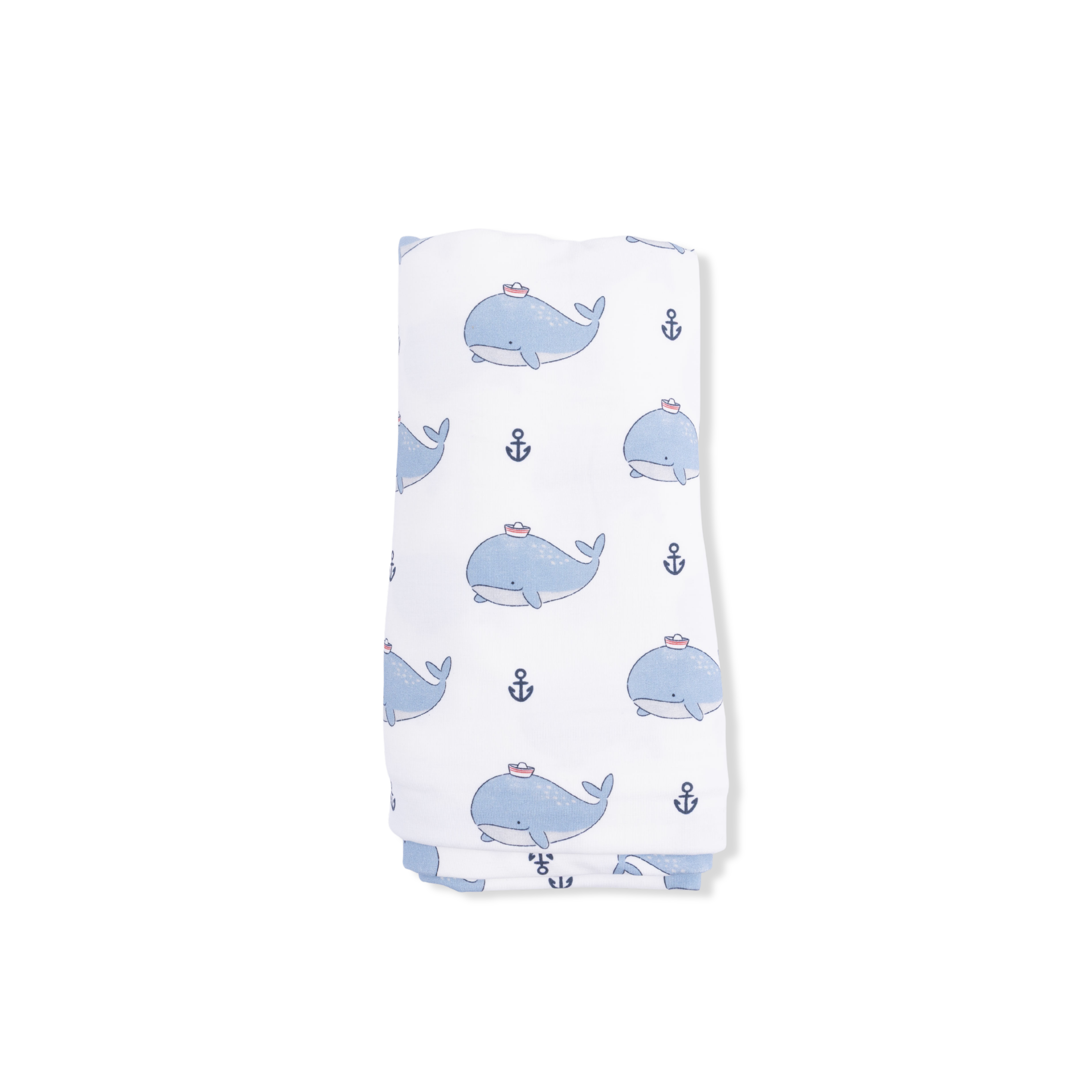 Swaddle Blanket - Bubbly Sailor Whales Blue