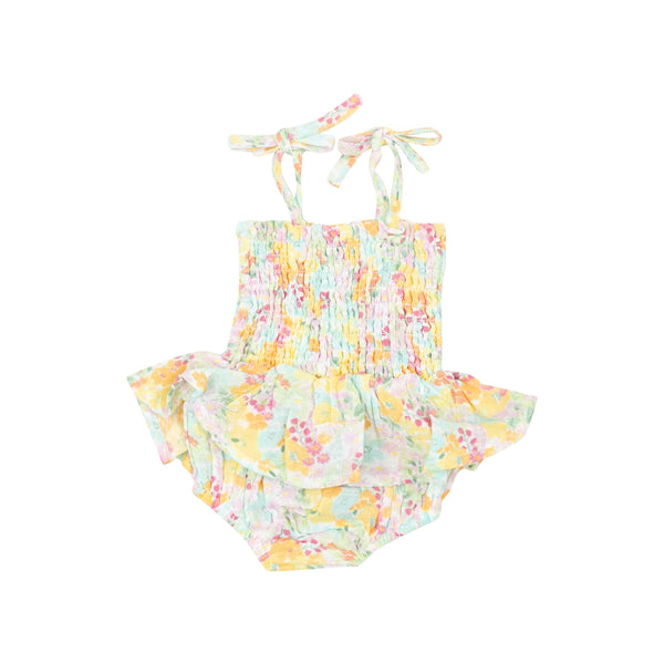 Smocked Bubble with Skirt - Spring Meadow