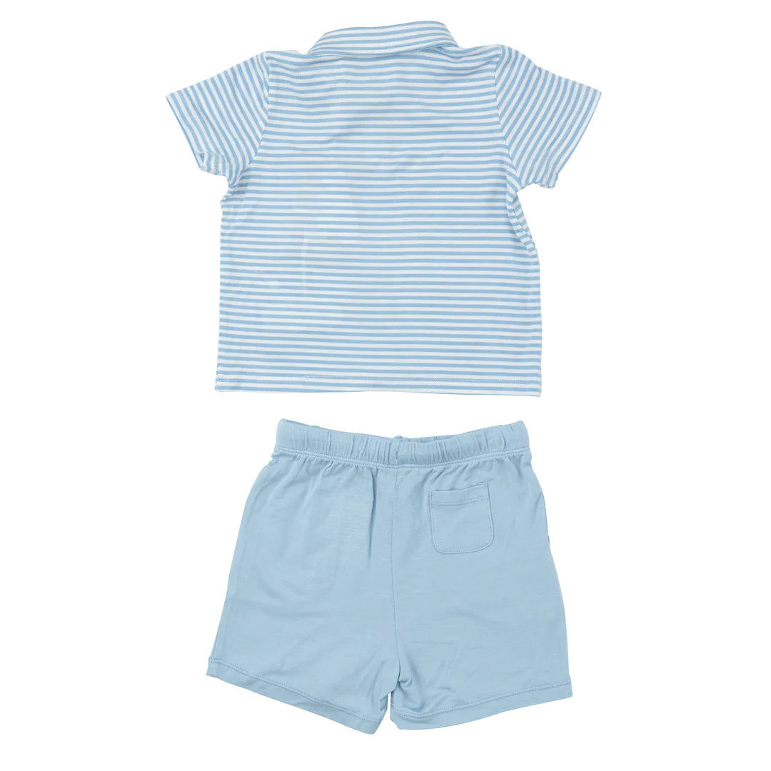 Polo Shirt and Short Set - Dream Blue Stripe