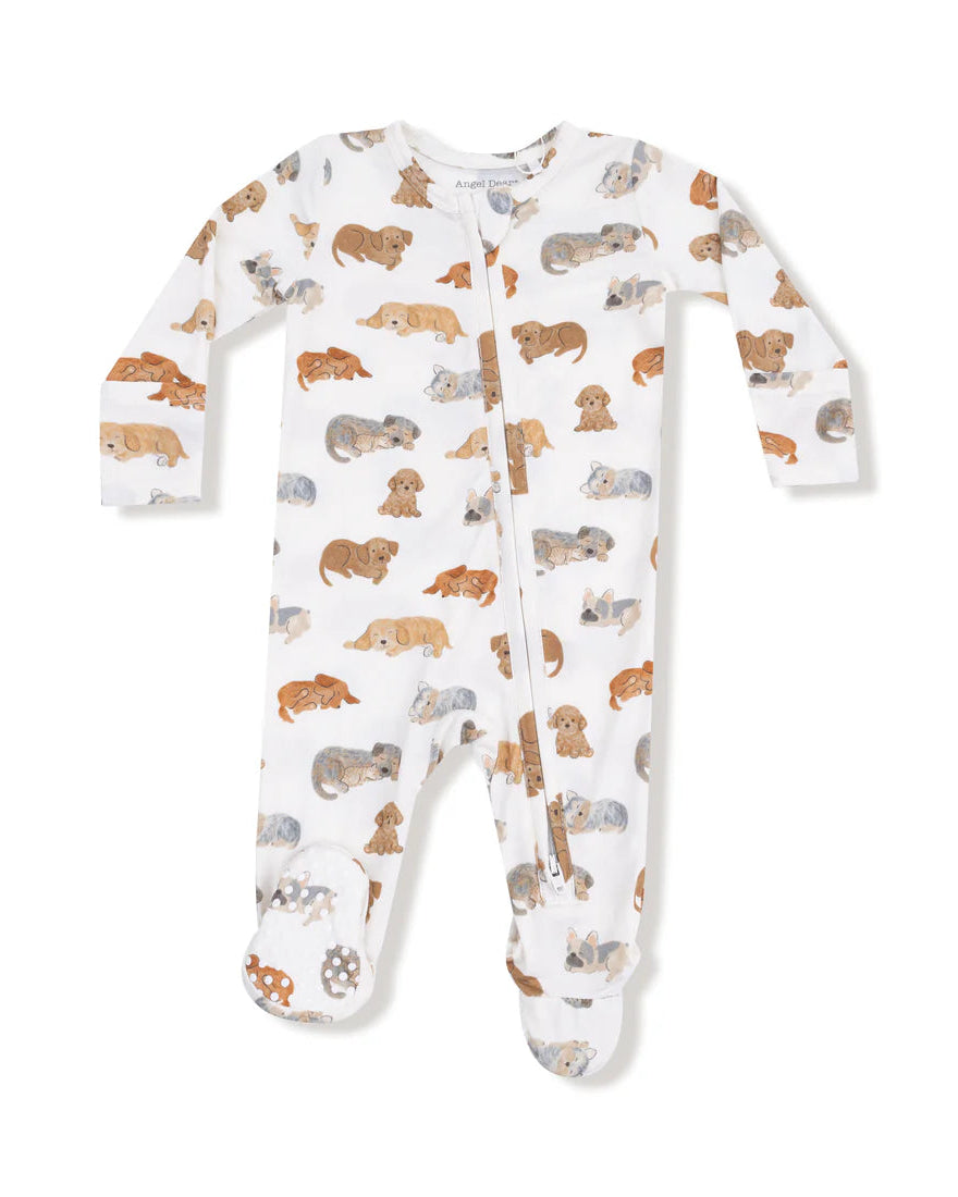 2 Way Zipper Footie - Napping Puppies