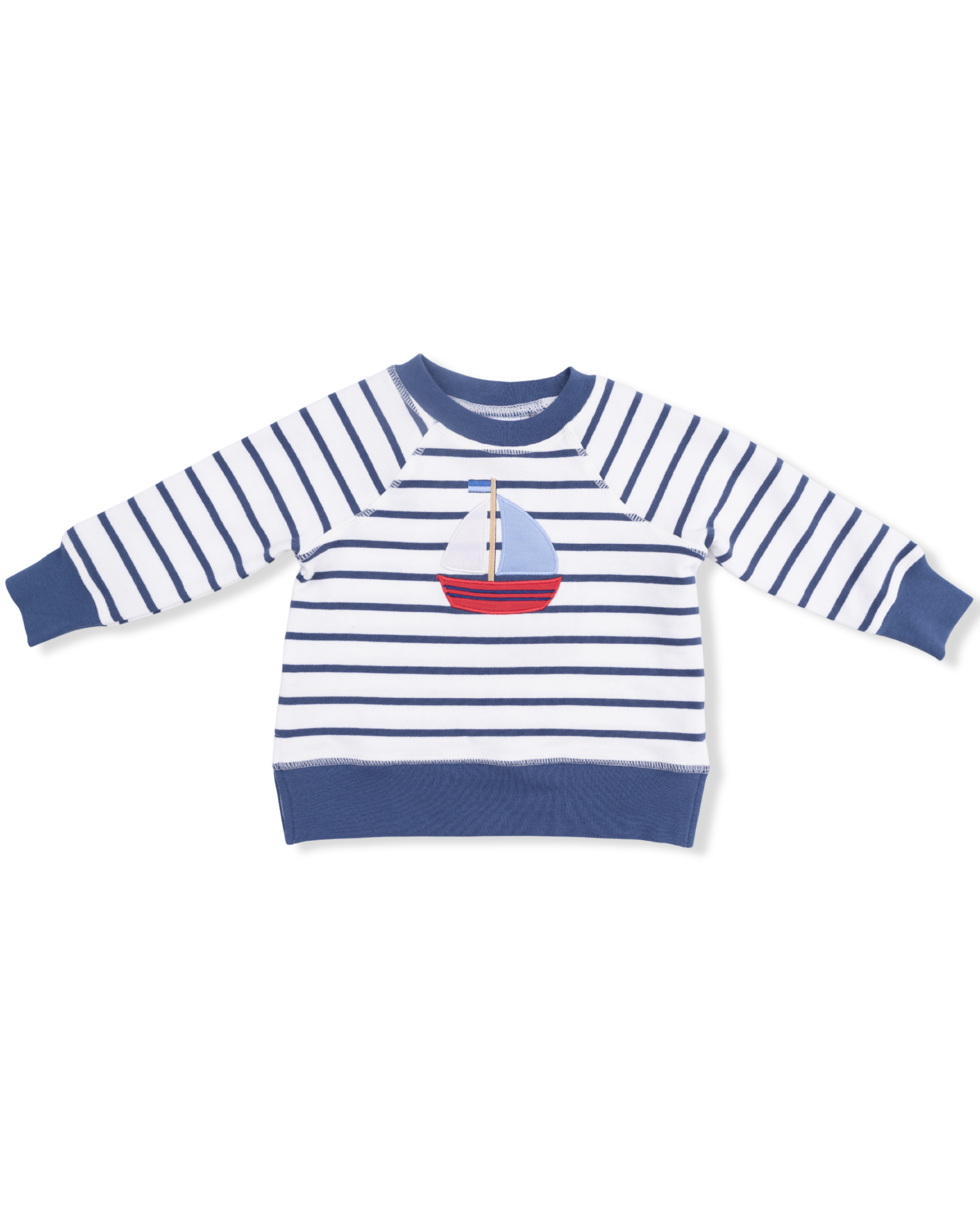 Raglan Sweatshirt and Everyday Short - Bubbly Sailboat French Terry and Oceana Blue