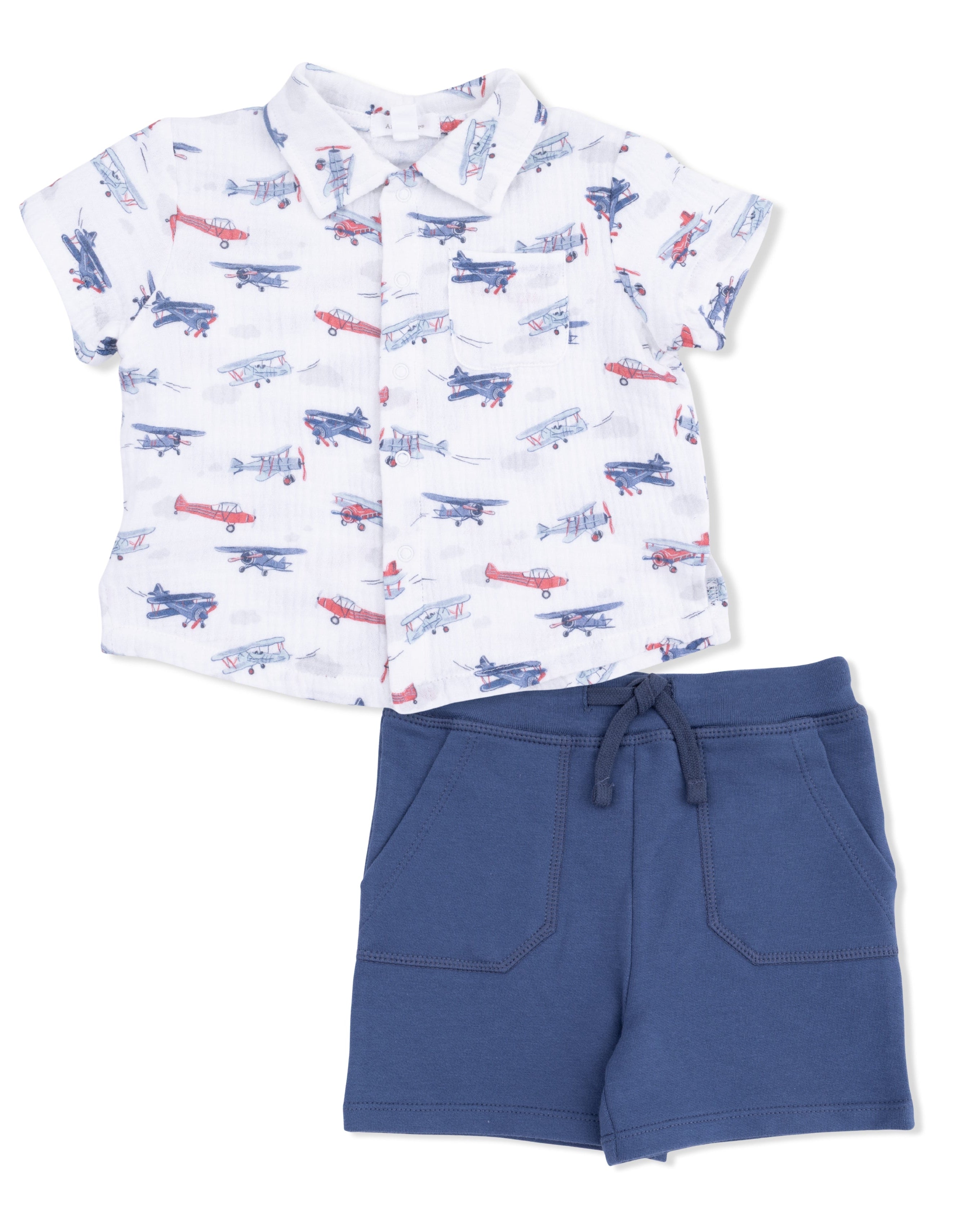 Polo Button Up with Everyday Short - Vintage Planes