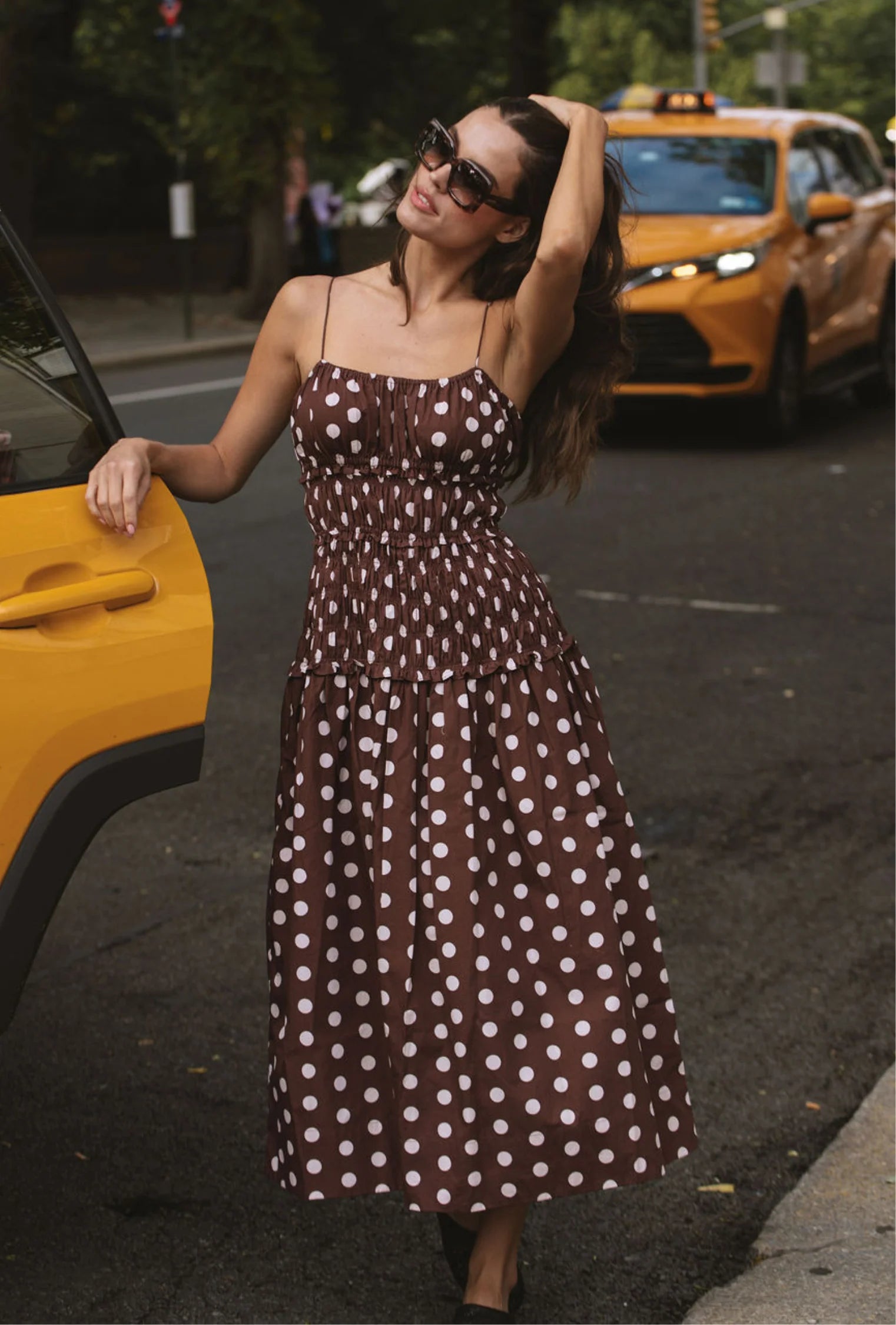 Amelia Dress - Brown/Ivory Polka Dot