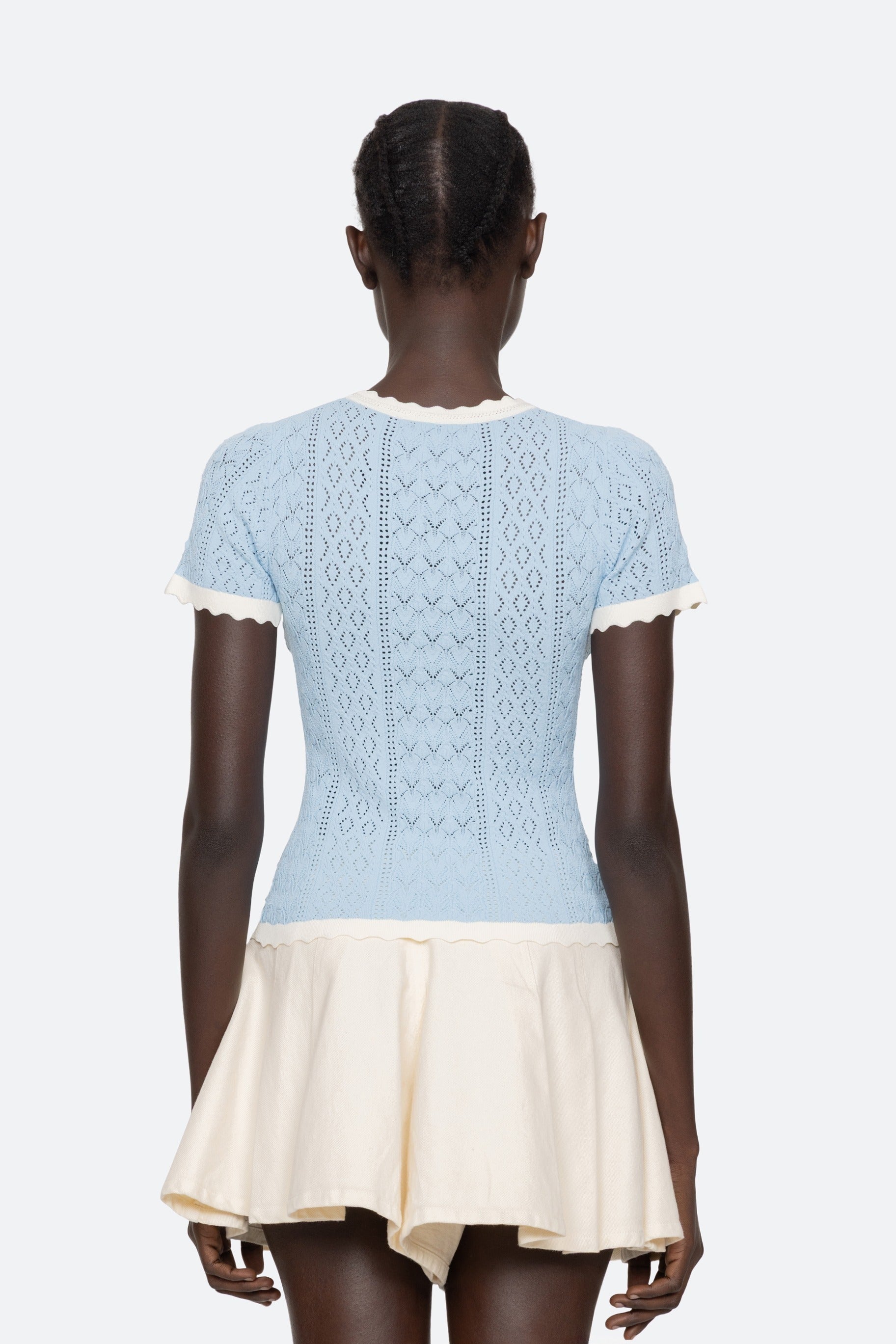 Georgia Knit Short Sleeve Top - Blue