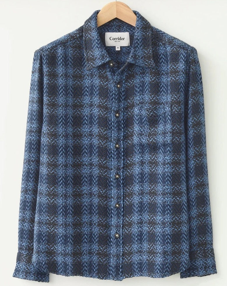 Acid Plaid Cosmic Long Sleeve - Blue
