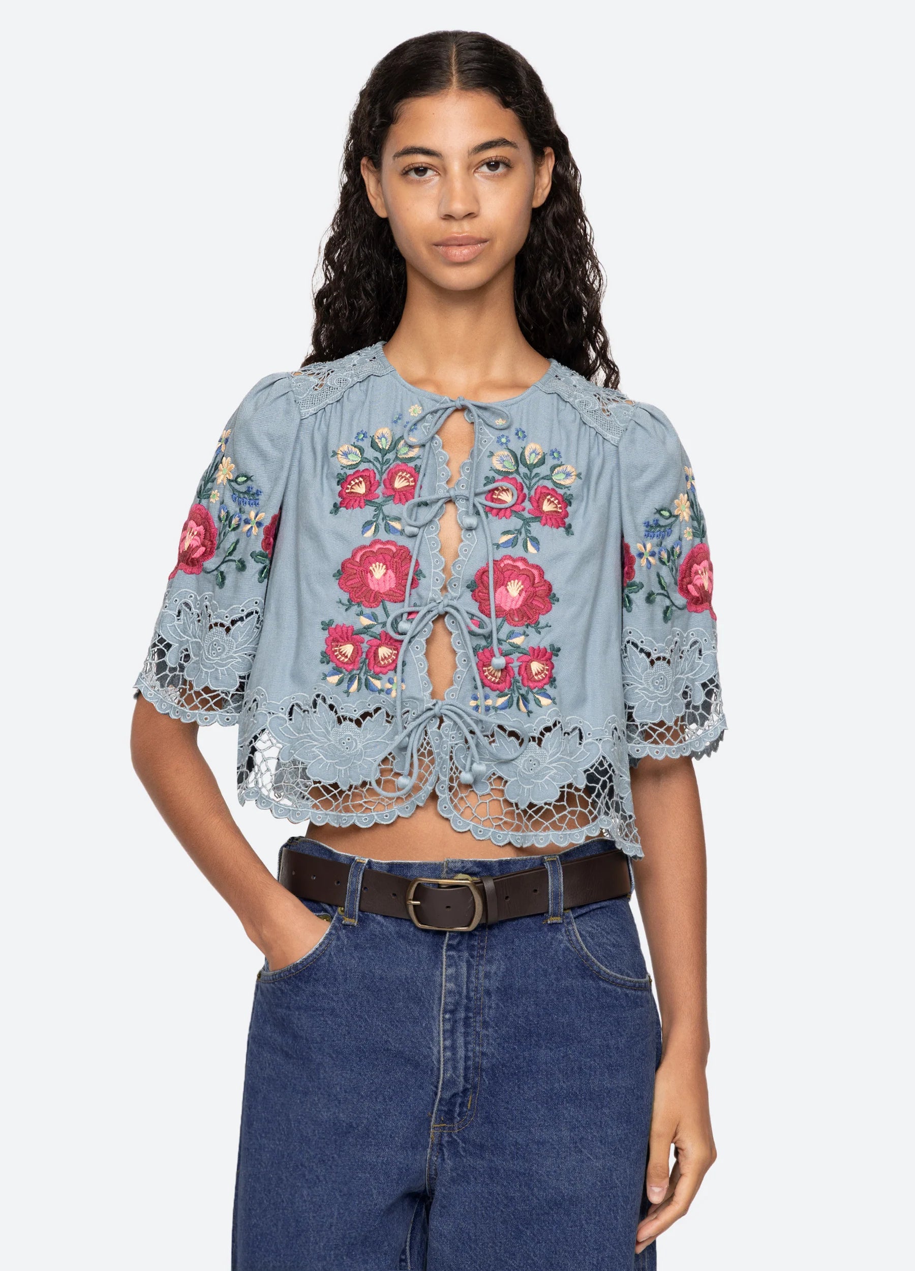 Rosaline Short Sleeve Top - Blue