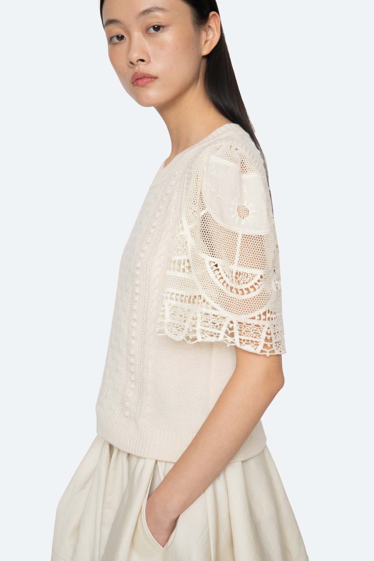 Alina Combo Sweater - Cream